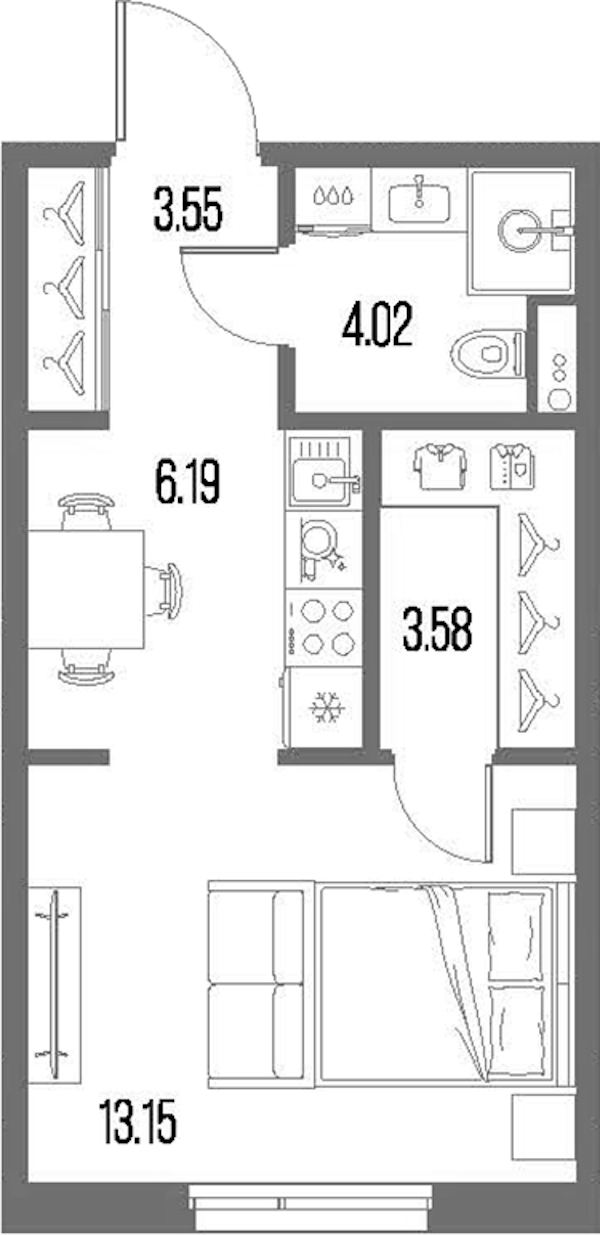 Квартира студия 30.49 м², 8/10 эт., ЖК «LEGENDA Васильевского»